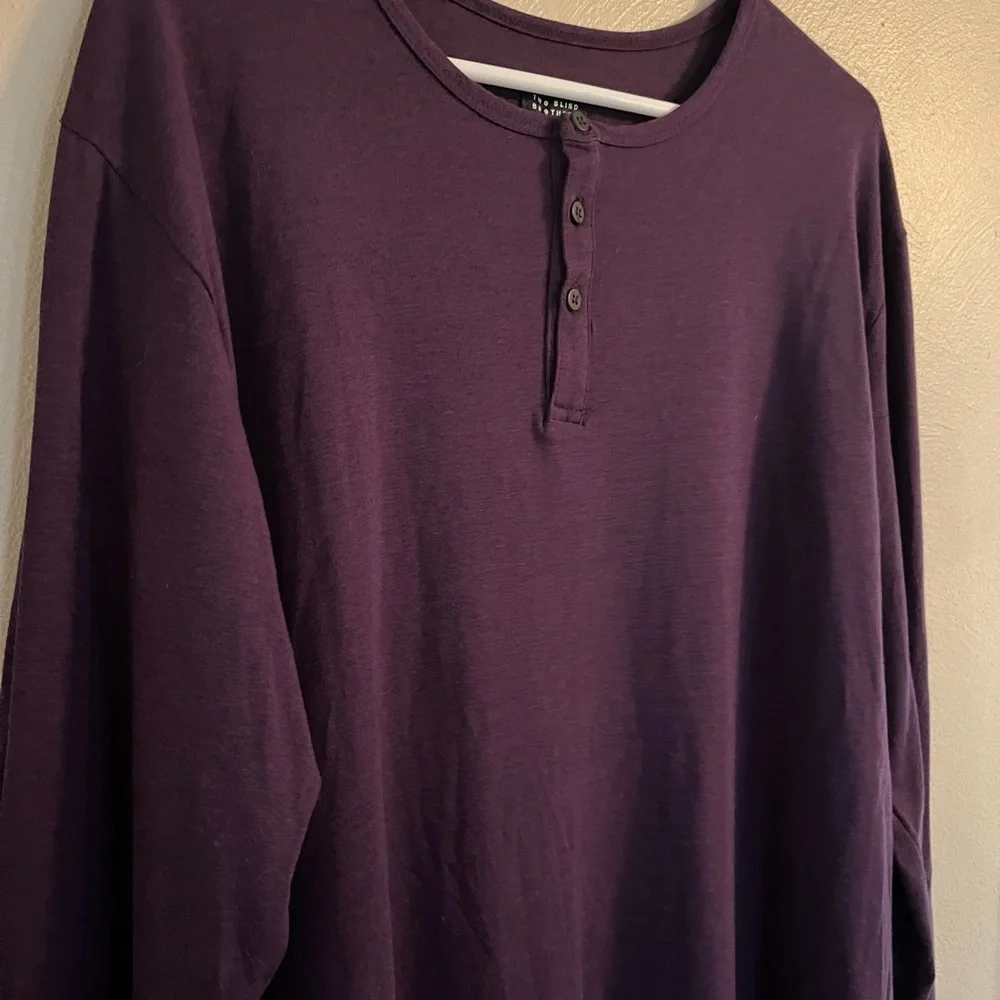 NWT Men’s soft purple long sleeve shirt tee Two Blind Brothers size XL comfy - Picture 3 of 13